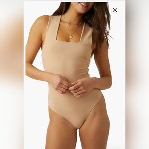 Free People She Is So Sleek Nude Thong Bodysuit Sz XL